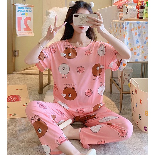 Set đồ bộ ngủ mặc nhà ulzzang pijama gấu Brownie DN122