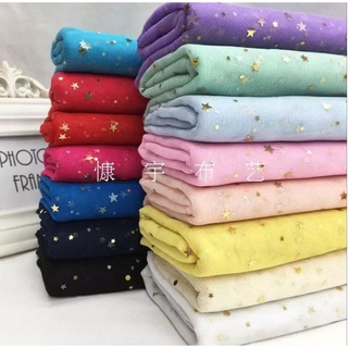 Vải voan lưới đính trăng sao khổ 150cm làm phông nền, may váy tết, chụp nail, trang trí sinh nhật, rèm decor