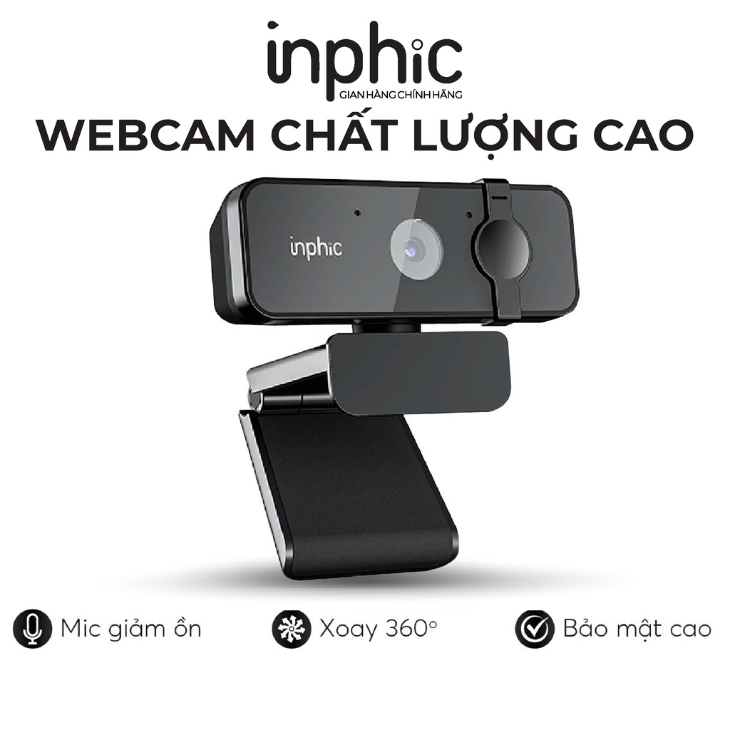 Webcam INPHIC UC10 Full HD 1080p Cực Nét Có Mic Dùng Cho Máy Tính Laptop Hỗ Trợ Học Tập và Làm Việc Online