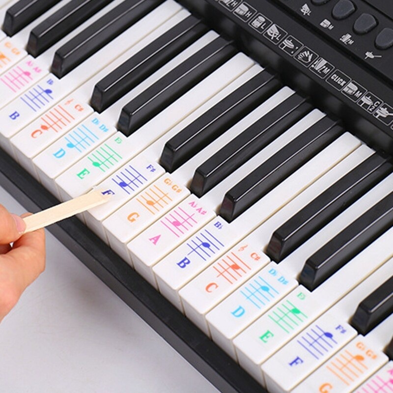 Sticker dán nốt Piano 88 phím màu sắc, Miếng dán decal cho Keyboard và Piano chất lượng Musical Web