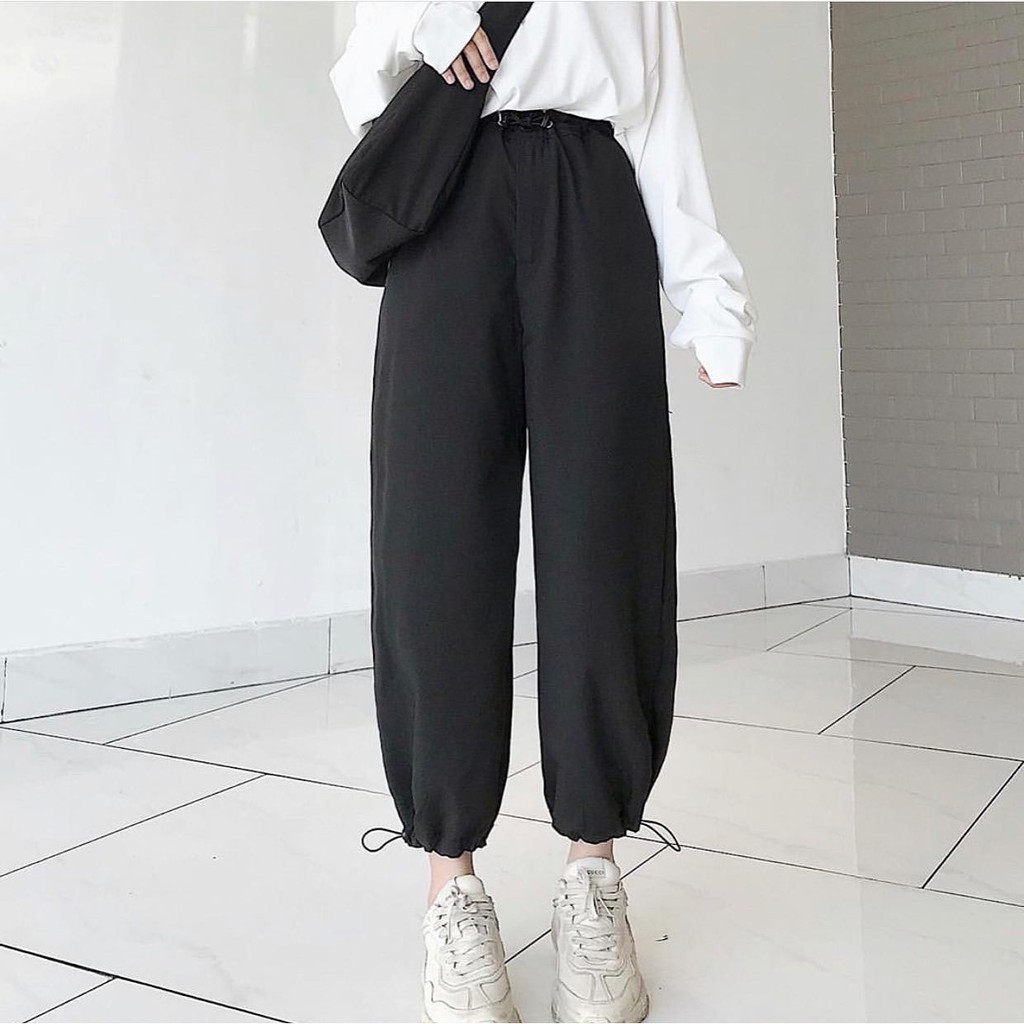Quần Jogger Vải Nữ Ống Rộng Dây Rút Eo Co Giãn Thỏa Mái Năng Động - 2199 (Gous Official)