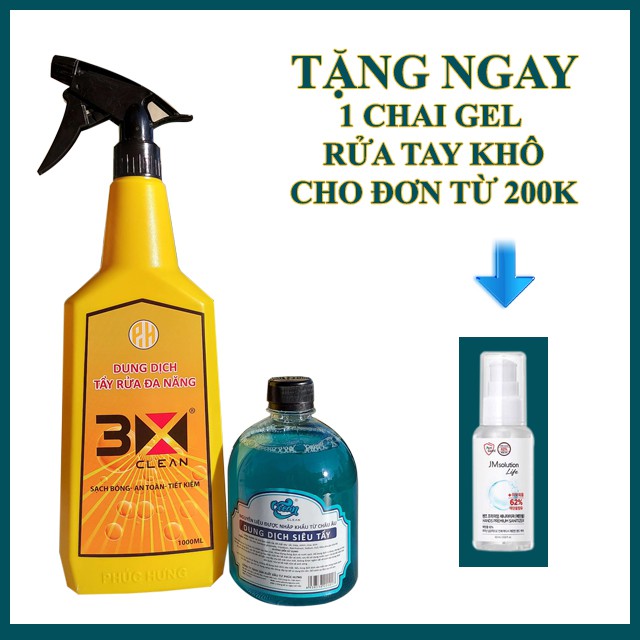 Dung Dịch Tẩy Rửa Xe Máy Đa Năng 3x Clean và Shiny Pro, Tẩy các vết rỉ sét, ố vàng Bám Lâu Năm [TẶNG KÈM CHAI XỊT 300ML]