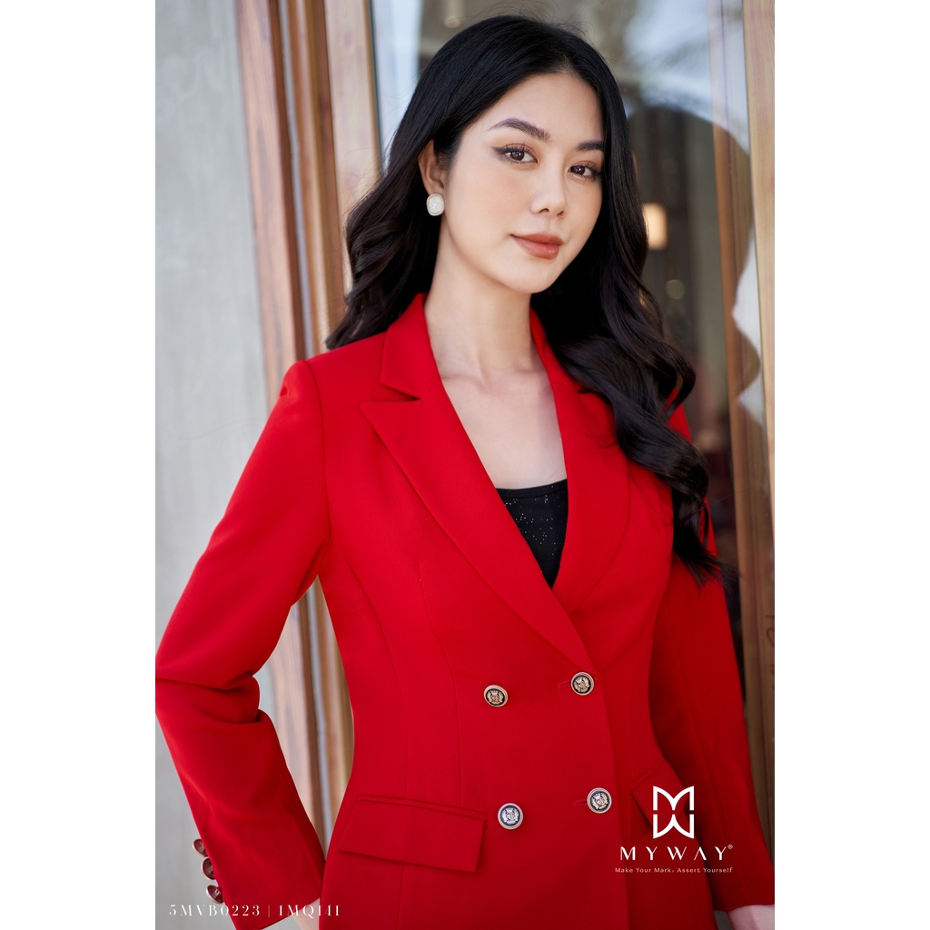 Áo Vest Nữ MY WAY Dáng Blazer Đính Cúc Cao Cấp 5MVB0223