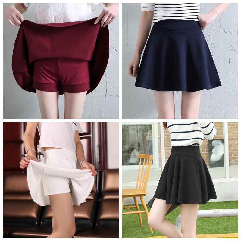 Chân váy lưng cao màu trơn thiết kế đơn giản | BigBuy360 - bigbuy360.vn