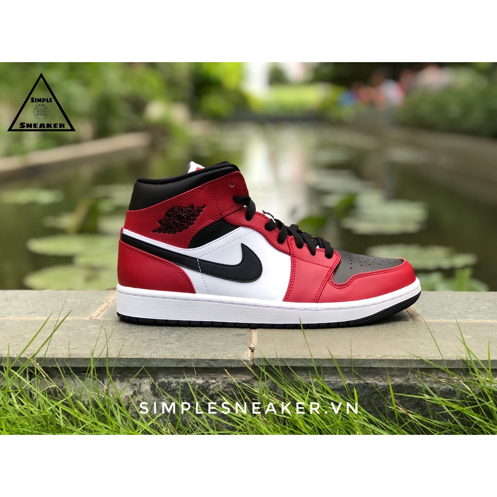 Giày Nike Jordan 1 Chicago 🔴CHÍNH HÃNG🔴Jordan 1 Mid Black Toe  Giày Sneaker Thể Thao Jordan- Simple Sneaker