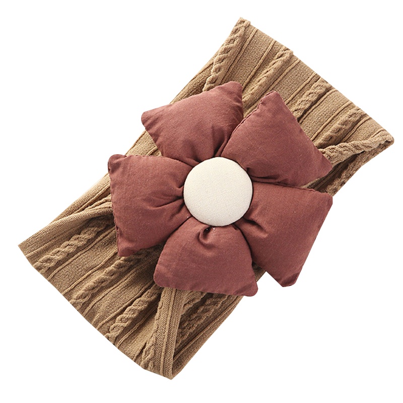 Băng Đô Vải Nylon Bản Rộng Kẻ Sọc Đính Hoa Lớn Dễ Thương Cho Bé Sơ Sinh