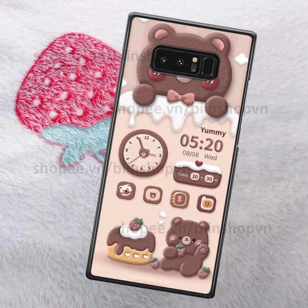 Ốp Samsung Note 8 in 3D icon gấu nổi siêu xinh, siêu đáng yêu, cá tính phong cách