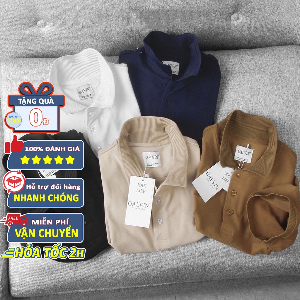 Áo polo nam Galvin, chất liệu cotton cá sấu cao cấp xuất xịn dệt bo dày dặn chuẩn form áo thun cổ bẻ tay ngắn