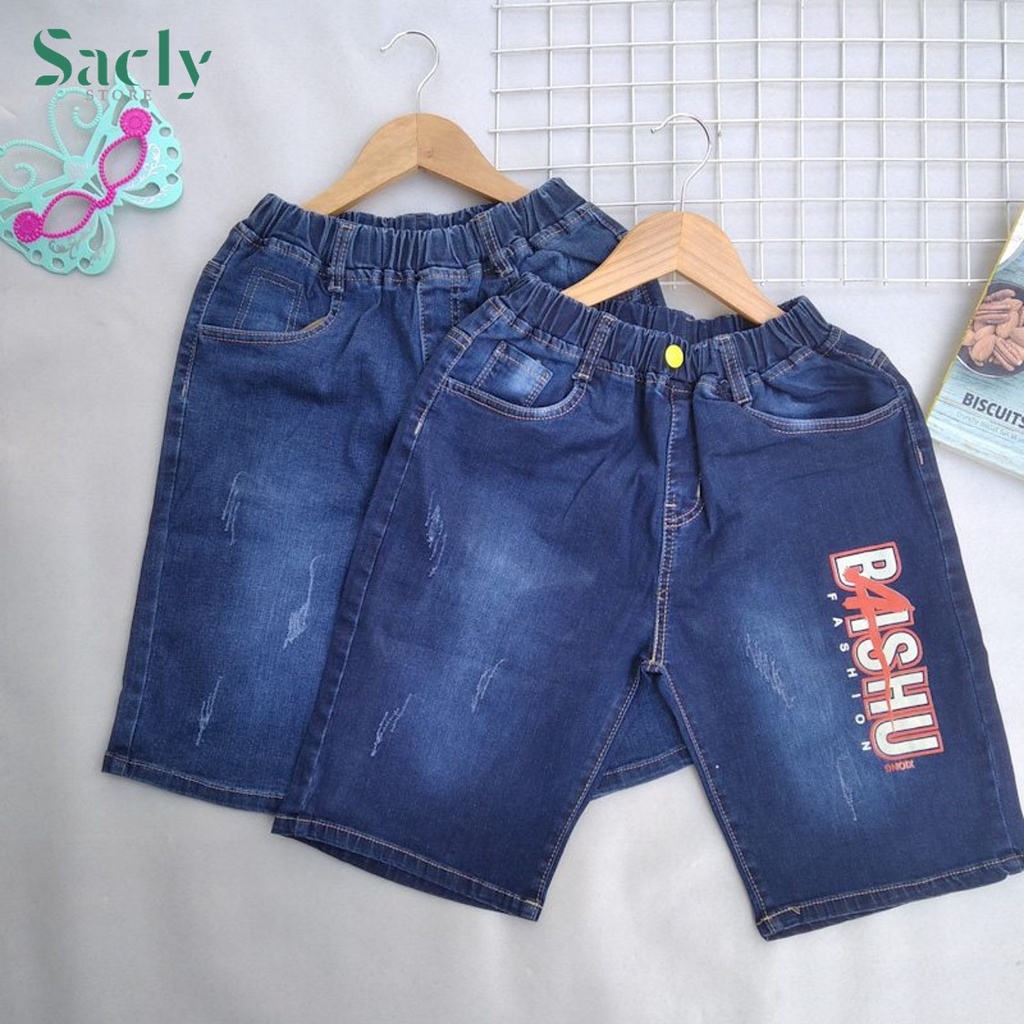 Quần jean lửng bé trai bigsize Sacly Store dành cho bé từ 45kg -72kg, jean co giãn 4 chiều cao cấp