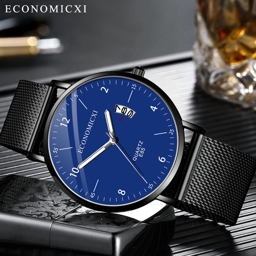 Đồng hồ nam GENEVA dây thép lưới đen chạy lịch ngày cao cấp - Đẳng cấp doanh nhân | BigBuy360 - bigbuy360.vn