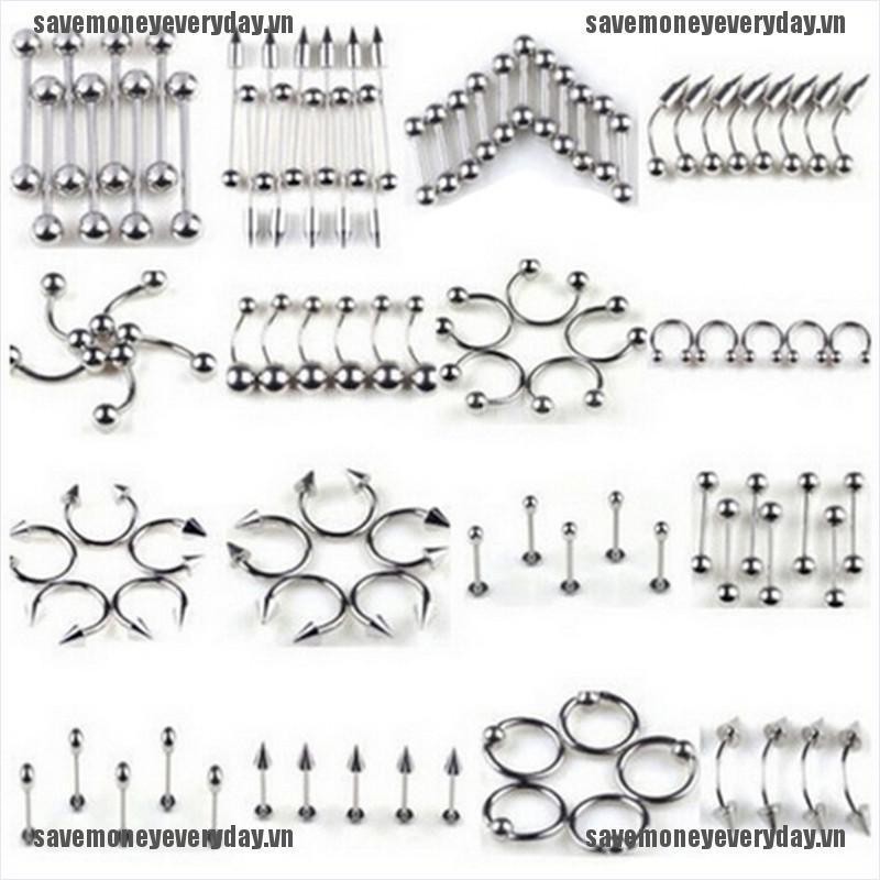 Set 60 / 85 Khuyên Xỏ Bằng Thép Không Gỉ Cá Tính Thời Trang