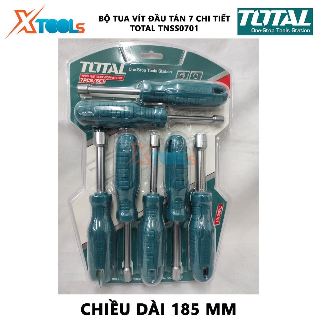 Bộ tuốc nơ vít đầu tán 7 chi tiết TOTAL TNSS0701 | Bộ 7 tua vít kích thước từ 6mm đến 12mm [CHÍNH HÃNG] [XTOOLs]