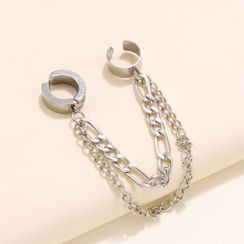 Khuyên Kẹp Vành Tai Hai Lớp Tua Rua Không Cần Xỏ Lỗ Cho Nữ