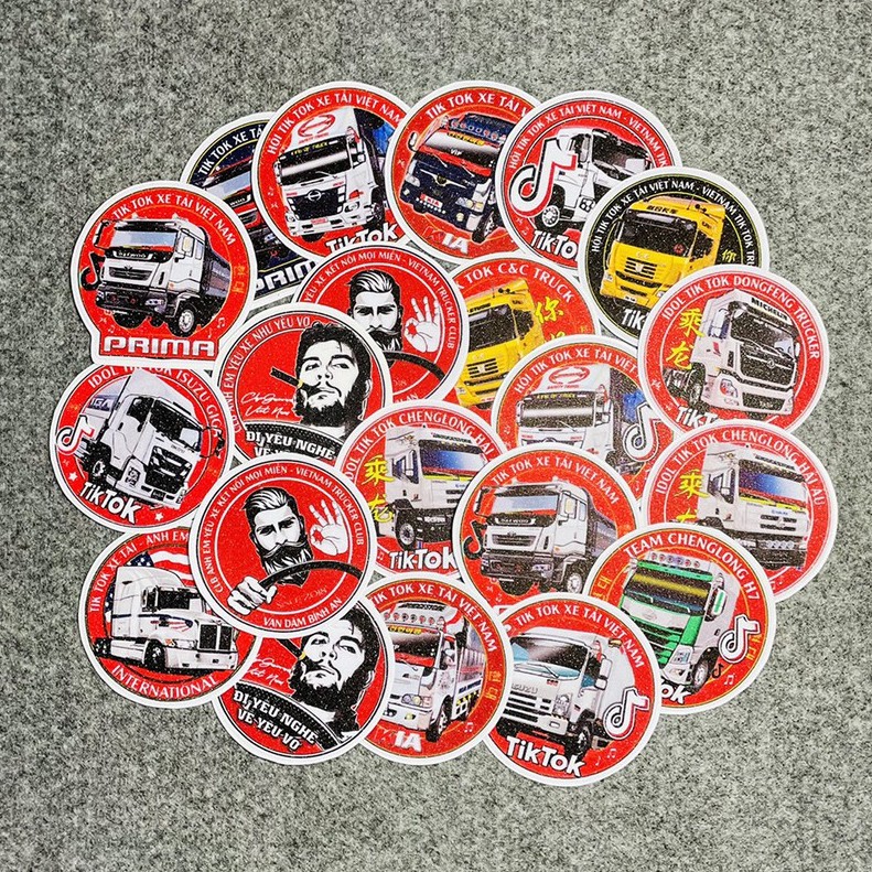 15 Tem nhỏ TikTok Xe tải - CLB Yêu Xe Ông Già - Sticker Logo [Kích thước 5.5cm CB2]