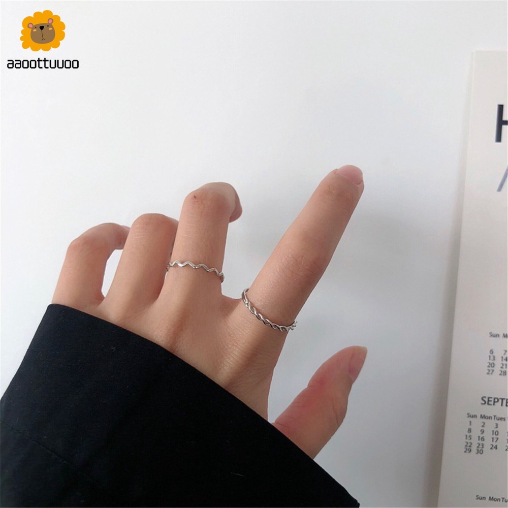 Set 2 nhẫn đơn giản phong cách Hàn Quốc sành điệu cho nữ