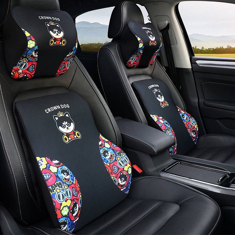 Automotive Headrest Waist Pillow Car Backrest Pillow Lumbar Cushion Cute Cartoon Car Supplies Four Seasons Universal Pillow and Cushion Suit car accessories dy3r