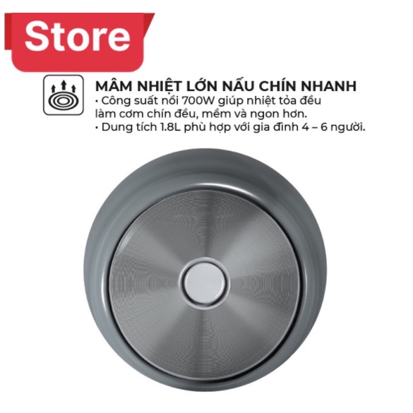 Nồi cơm điện 1.8L Sunhouse SHD8601 chính hãng bảo hành 12 tháng