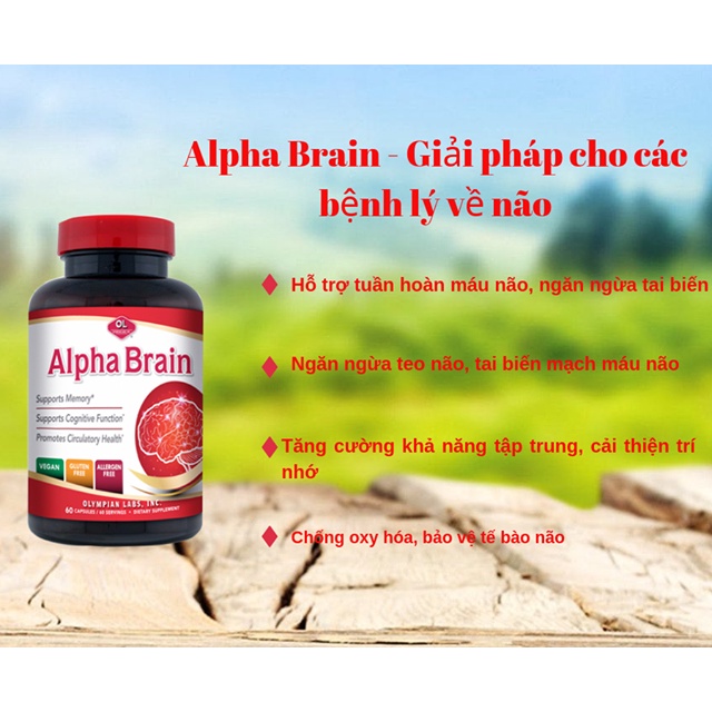 Viên Uống Bổ Não Olympian Labs Alpha Brain Tăng Cường Chức Năng Bộ Não, Hỗ Trợ Tuần Hoàn Não
