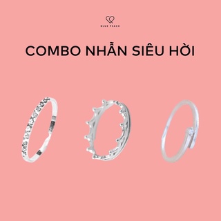 Combo nhẫn bạc blue peach siêu hời số 1 cb008