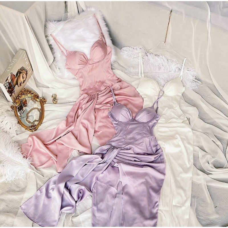 Đầm maxi cúp ngực xẻ tà