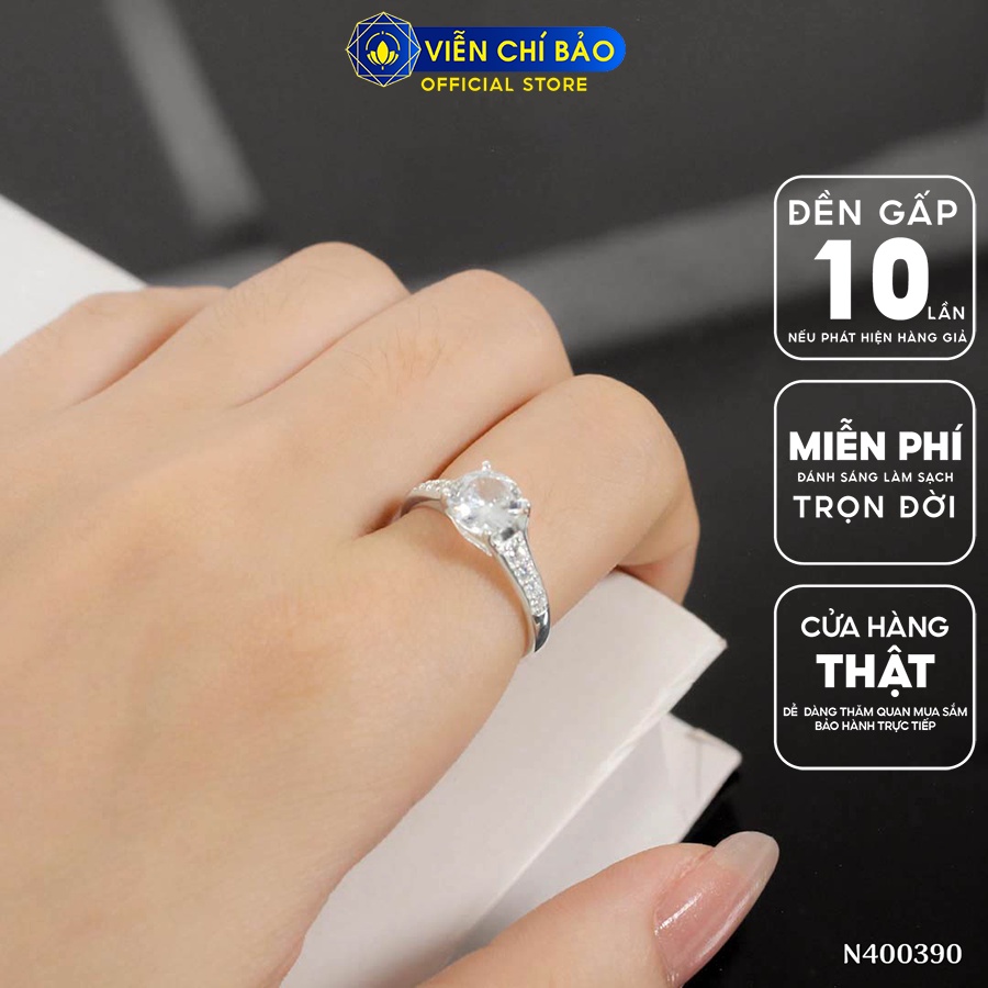 Nhẫn bạc nữ đá trắng viền New chất liệu bạc 925 thời trang phụ kiện trang sức Viễn Chí Bảo N400390