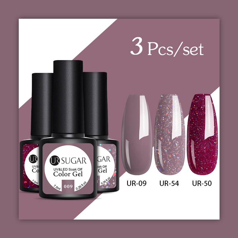 Set 3 gel sơn móng tay UR SUGAR chuyên dụng chất lượng cao