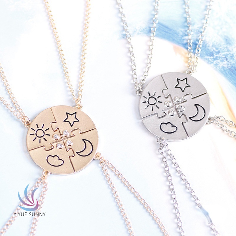 Set 4 Vòng cổ tình bạn mặt trời mặt trăng ngôi sao đính đá thời trang