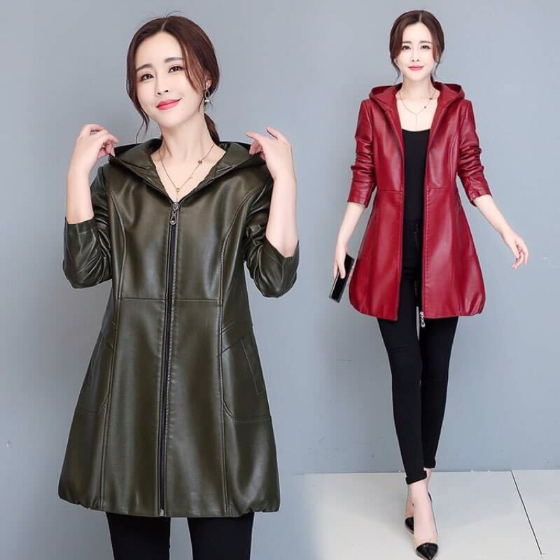Áo da nữ cao cấp , chất da mềm không nổ dáng rộng dành cho người béo QCNP2512