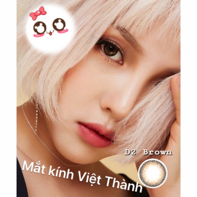 giá 1 cặp Lens Nâu tựnhiên 14.2mm có LỆCH ĐỘ sẵn 0-8 độ kính áp tròng cận chính hãng Hàn quốc D2081 brown