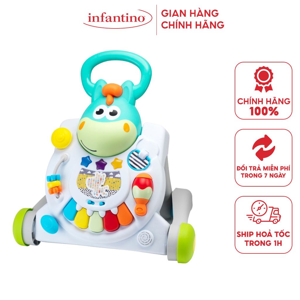 Xe Tập Đi Tập Đứng Cho Bé INFANTINO 3 Trong 1 - Bàn Chơi Nhạc Giúp Trẻ Phát Triển Giác Quan