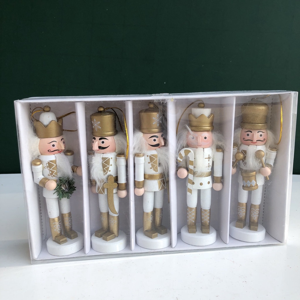 Bộ 5 mô hình chú lính chì gỗ Decor Trang Trí Giáng Sinh - Noel Cao 14cm