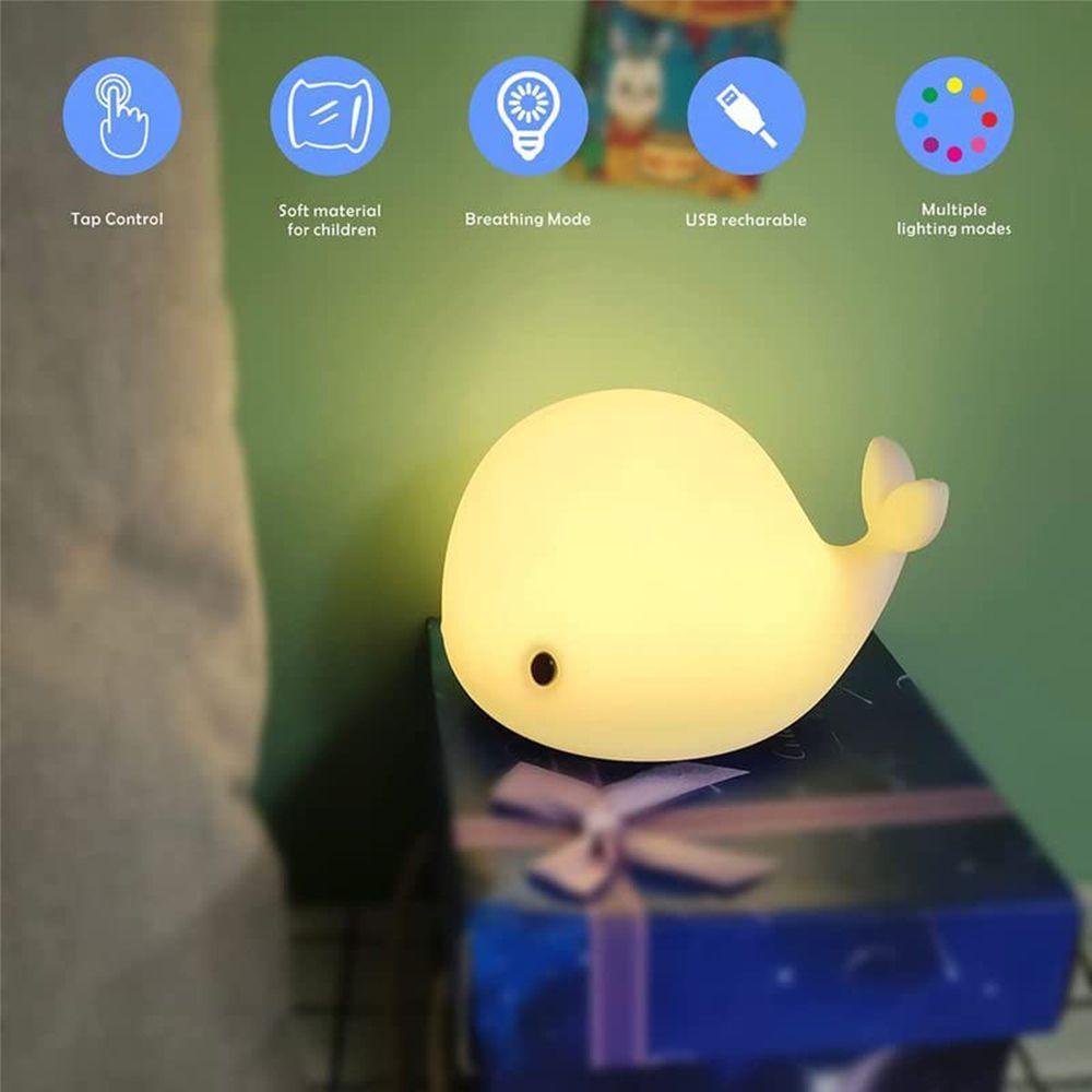 Đèn Ngủ Silicone Nhấn Eo 7 Màu Có Thể Sạc Lại Bằng Cổng USB