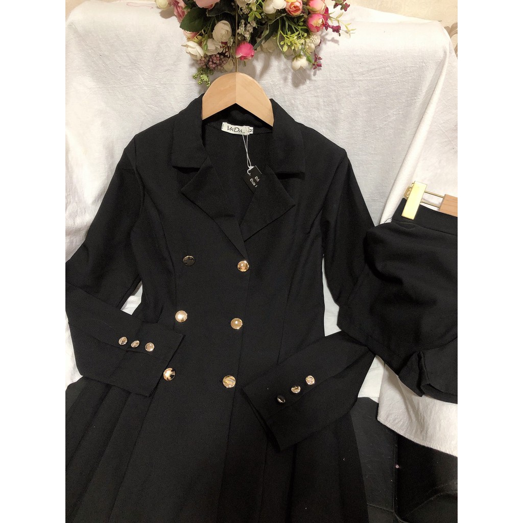 Đầm dự tiệc cổ vest tay dài KÈM quần sort đi tiệc cưới, đi bar,dạo phố, đi học, đi làm  xinh xắn, sang trọng VADA - V249 | BigBuy360 - bigbuy360.vn