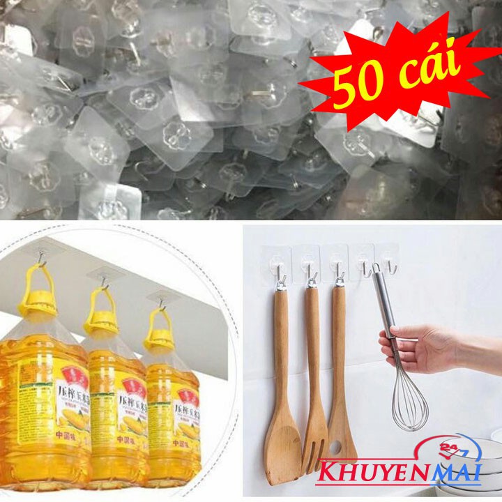 combo 50 móc trong suốt dính tường sieu chắc