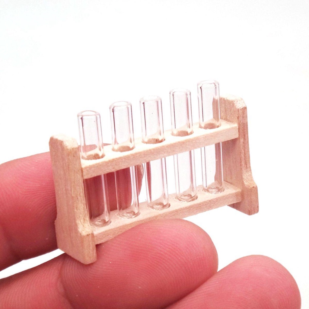 MOCHO Mô Hình Ống Nghiệm Thử Nghiệm Đồ Chơi Mini DIY Kèm Giá Đỡ Bằng Gỗ Cho Nhà Búp Bê