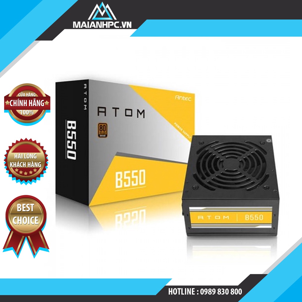 Nguồn máy tính Antec ATOM B550 - 550W 80 PLUS BRONZE HÀNG CHÍNH HÃNG (Bh 36 tháng)
