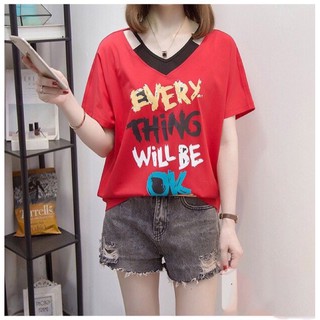 áo thun tay ngắn big size kiểu yếm in chữ everything 65-90kg