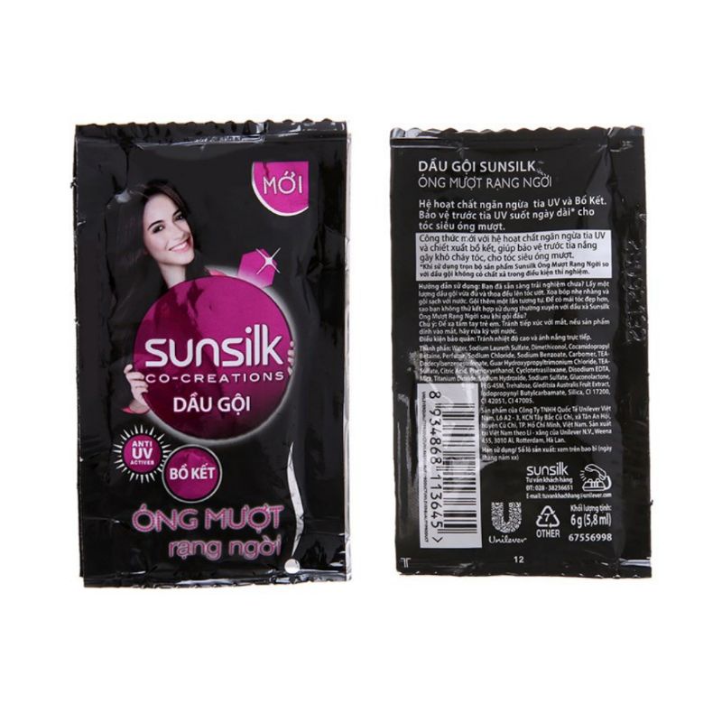 Combo 3 dây dầu gội Sunsilk 10 gói óng mượt diệu kì 5,8ml