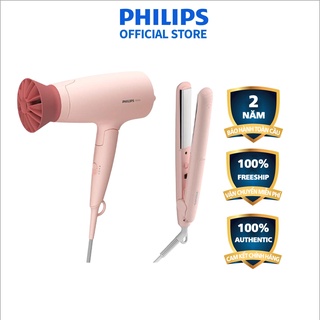 Bộ tạo kiểu tóc philips bhp398/00 gồm 1 máy ép tóc + 1 máy sấy tóc