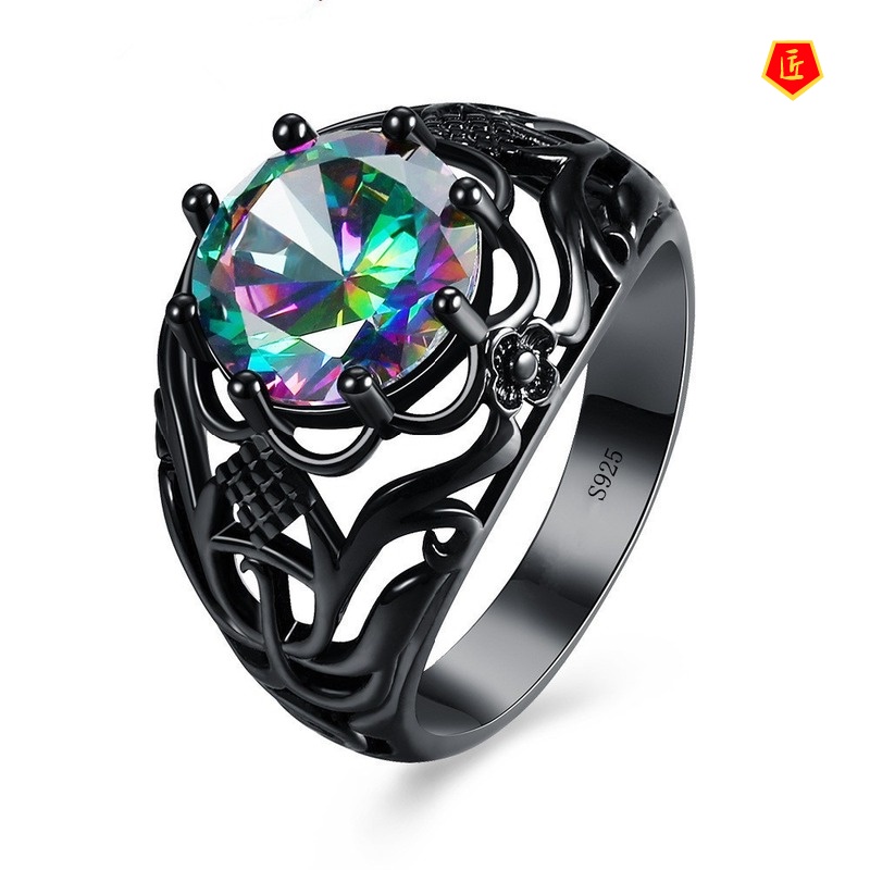 Nhẫn Thời Trang Màu Đen / Vàng Họa Tiết Moissanite Sáng Tạo