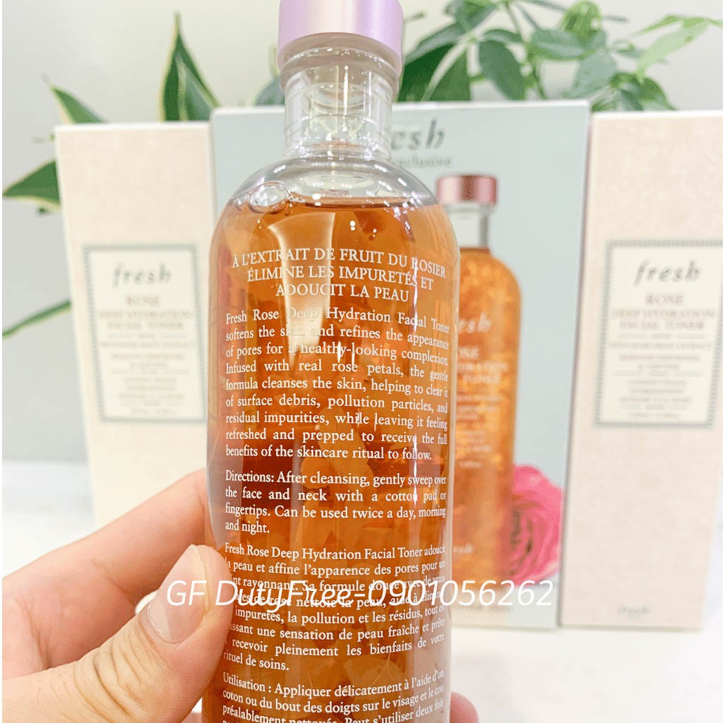 [Follow giảm 10k] Nước Hoa Hồng Fresh Rose 250ml cấp ẩm và làm dịu da, Toner Fresh Rose Deep Hydration Facial Toner Bản