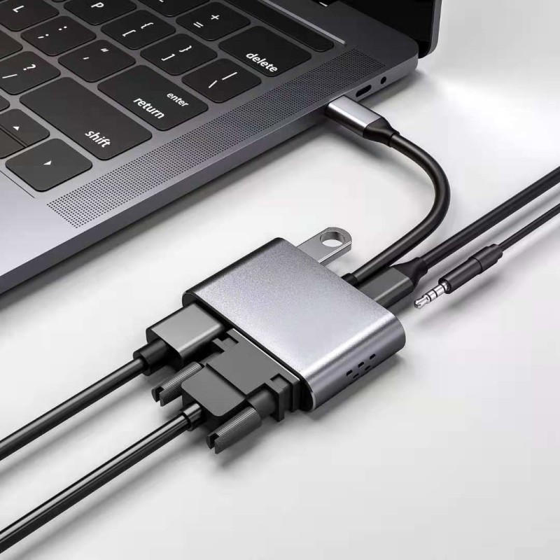 Bộ Chia Cổng Type-C Sang Hdmi Vga Pd Usb 3.0 Cho Notebook