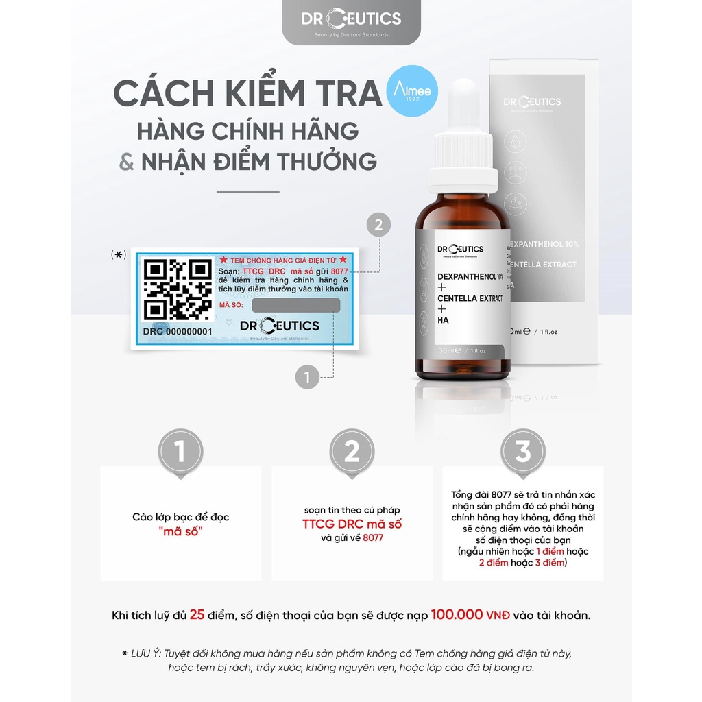 Serum B5 DrCeutics Cấp Ẩm Và Phục Hồi Da Dexpanthenol 10% + Centella Extract + HA 30ml [Aimee1992]