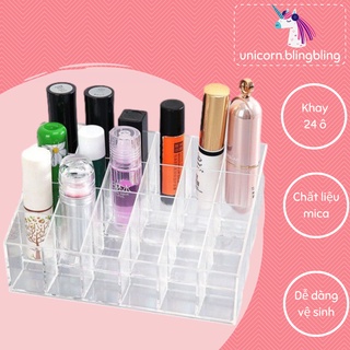 Khay Son Để Bàn Trang Trí 24 Ô Trong Suốt Bằng Nhựa Mica