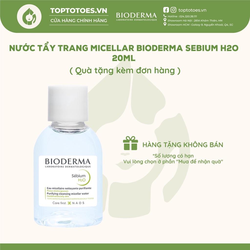 Nước tẩy trang Bioderma xanh Micellar Sebium H2O cho da dầu mụn 100ml/ 250ml/ 500ml [NHẬP KHẨU CHÍNH HÃNG 100%]