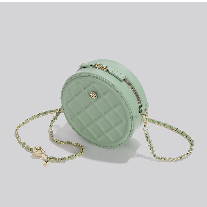 🌸Hàng Order🌸 Túi Xách Nữ CEEKAY Da Trơn Dập Vân Dáng Tròn Quai Da Phối Xích Quả Lắc Sang Chảnh Nữ Tính 🌸Hàng Quảng Châu