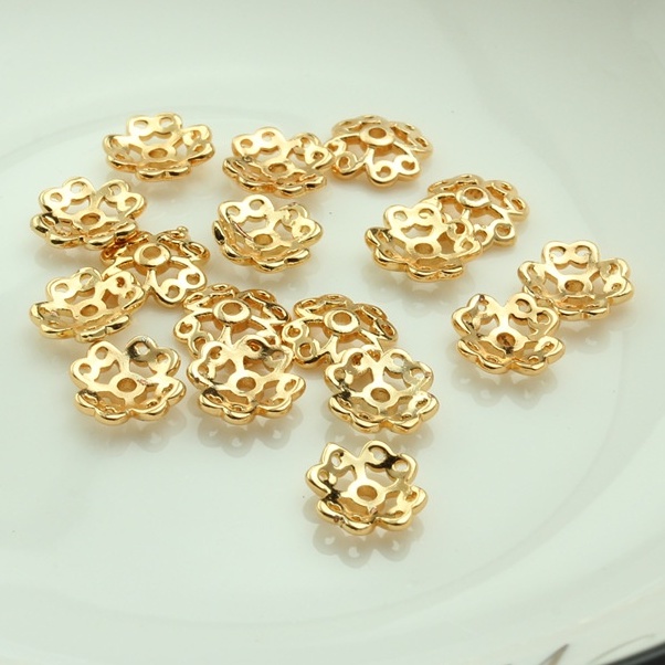 [CHR5] Phụ kiện trang sức (DIY) - Gói 10 Charm hoa bao hạt ngăn cách làm vòng cổ vòng tay bông tai