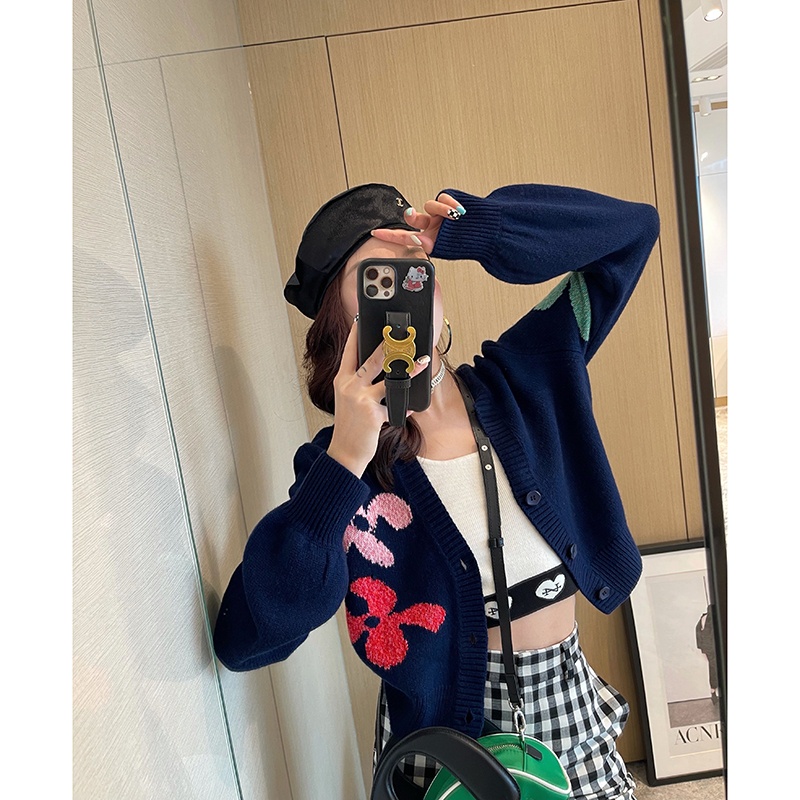 Áo Cadigan Len Hình Hoa Thời Trang Mùa Đông Dành Cho Nữ
