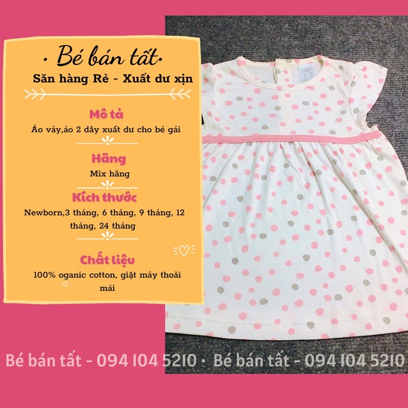 Áo váy, Váy 🌟CHỌN MẪU🌟 dành cho bé gái xuất dư từ 3 tháng - 3 tuổi