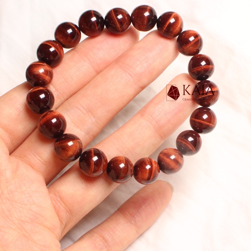 Vòng tay phong thủy mắt hổ đỏ nâu 10mm mệnh hoả mệnh thổ phụ kiện thời trang KAIA